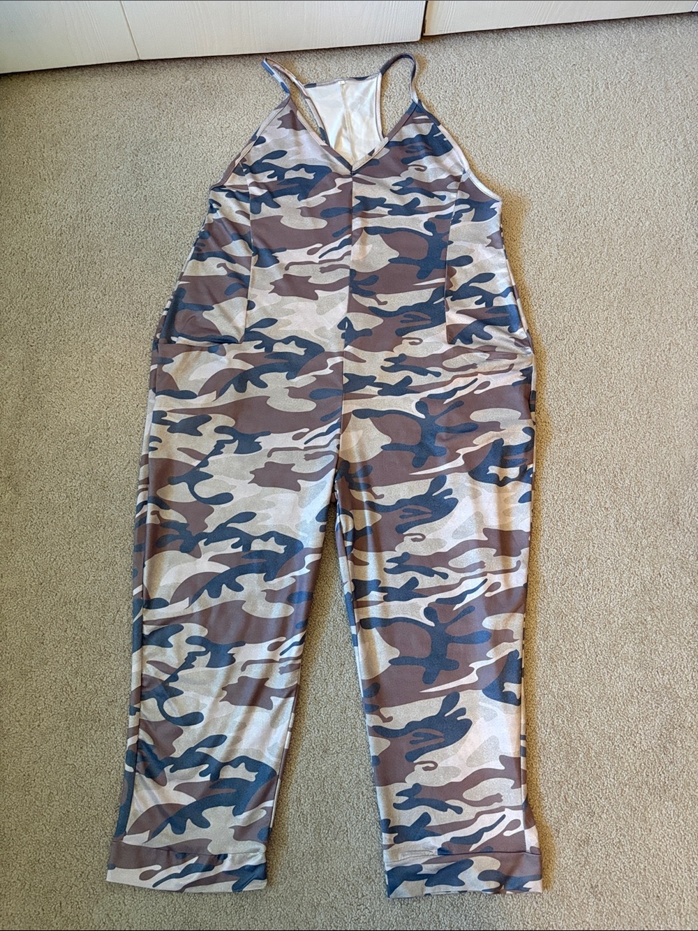 Source Unknown Camo Halter Jumpsuit in Brown and Green